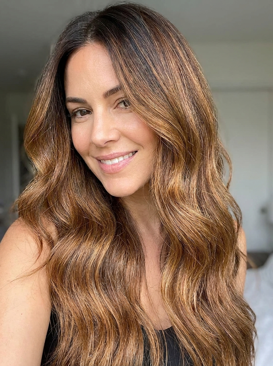 Caramel Brown auf langen Haaren als Caramel Brown Hair Inspiration 2026